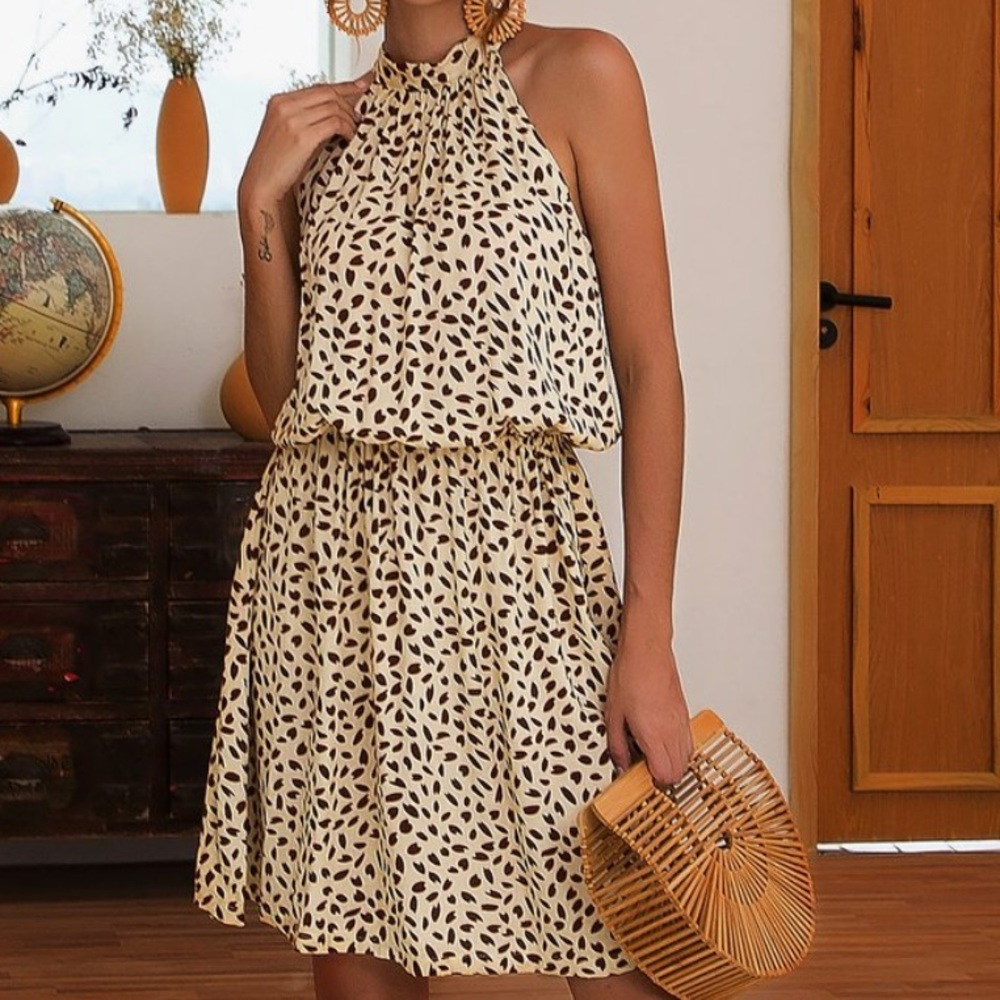 NWT Coeur de Vague Yellow Petals Halter Dress